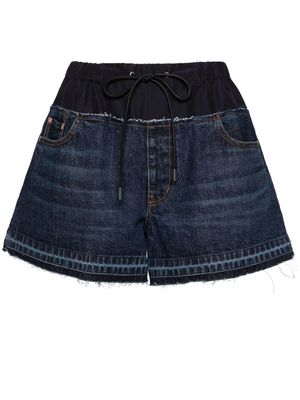 sacai contrasting-fabric cotton shorts - Blue