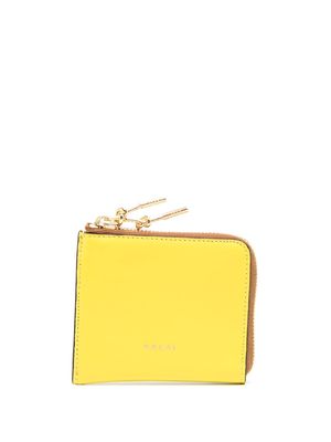 sacai contrasting panel-detail leather wallet - Yellow