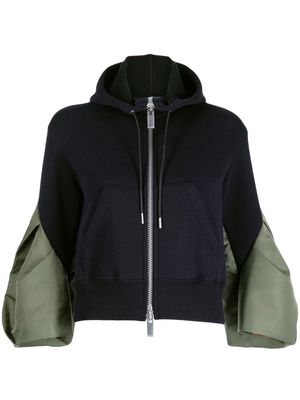 sacai contrasting-sleeve hooded jacket - Green