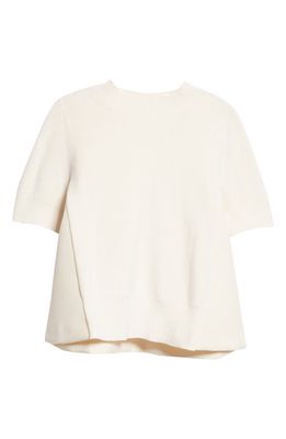 Sacai Cotton Blend Knit & Wool Blend Suiting Top in Off White