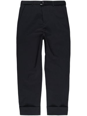 sacai cropped belted turn-up trousers - Black