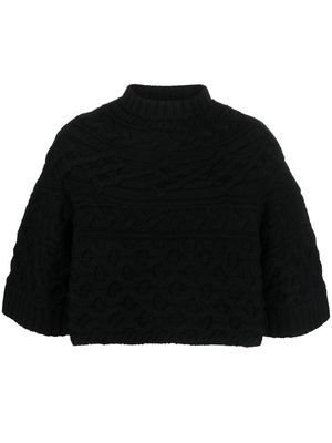 sacai cropped cable-knit jumper - Black