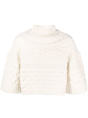sacai cropped cable-knit jumper - White