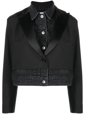 sacai cropped double-layered jacket - Black