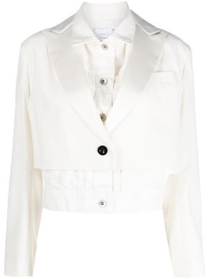 sacai cropped double-layered jacket - White