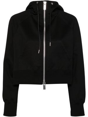 sacai cropped drawstring hoodie - Black