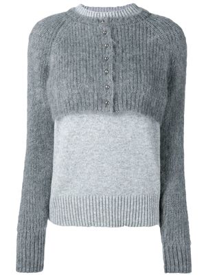sacai cropped knitted cardigan - Grey