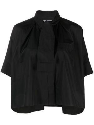 sacai cropped pussy-bow shirt - Black