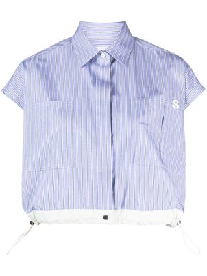 sacai cropped short-sleeved cargo shirt - Blue