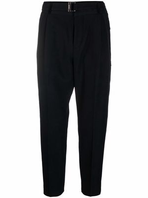 sacai cropped tapered-leg tailored trousers - Black
