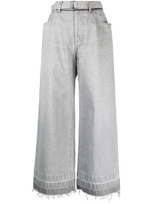 sacai cropped wide-leg jeans - Grey
