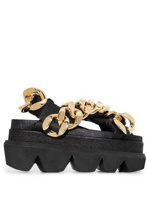 sacai Cuban chain flatform sandals - Black