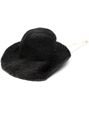 sacai curved brim round crown hat - Black