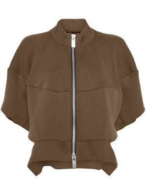 sacai cut-out cotton-blend jacket - Brown