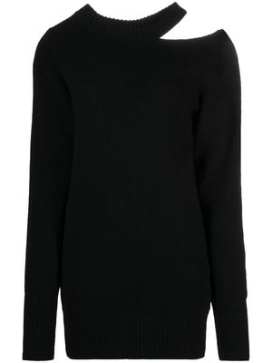sacai cut-out shoulder rib-knit sweater - Black