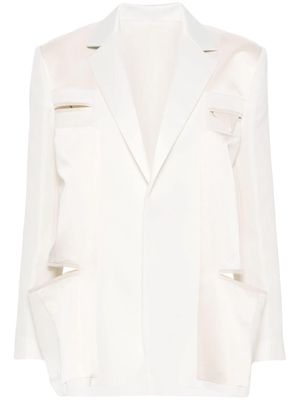 sacai cut-out single-breasted blazer - White