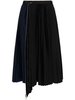 sacai decorative-zip pleated skirt - Black