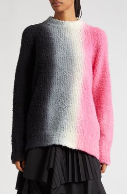 Sacai Dip Dye Crewneck Wool Blend Sweater in C/Gray Pink