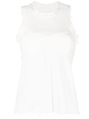 sacai distressed cotton vest top - White