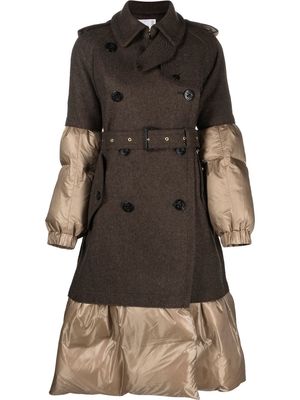 sacai double-breasted coat - Neutrals