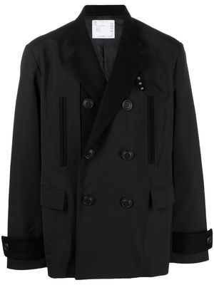 sacai double-breasted jacket - Black