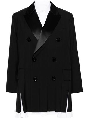 sacai double-breasted layered blazer - Black