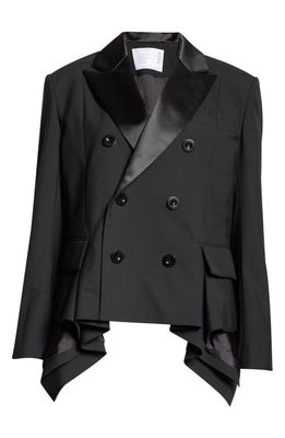 Sacai Double Breasted Tuxedo Jacket in Black