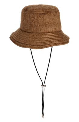 Sacai Double Brim Mohair & Wool Bucket Hat in Light Brown