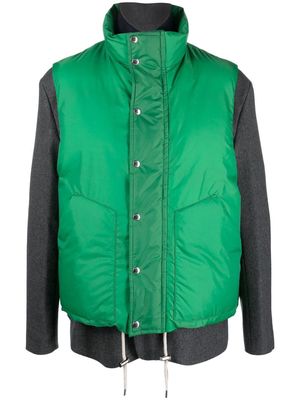 sacai double-layer gilet wool jacket - Green