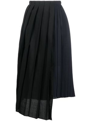 sacai draped box-pleat midi skirt - Black