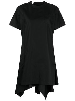sacai draped short-sleeve minidress - Black