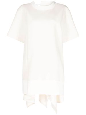 sacai draped short-sleeve minidress - Neutrals