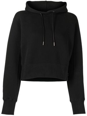 sacai drawstring cotton hoodie - Black