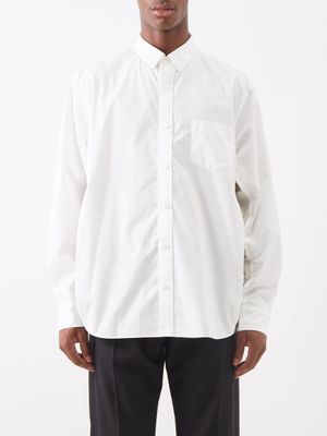 Sacai - Drawstring-hem Cotton-blend Shirt - Mens - Off White