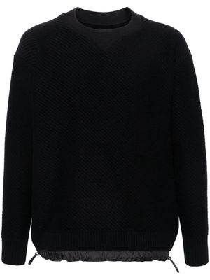 sacai drawstring-hem ribbed-knit jumper - Black