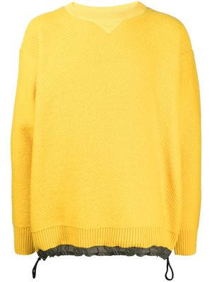sacai drawstring-hem ribbed-knit jumper - Yellow
