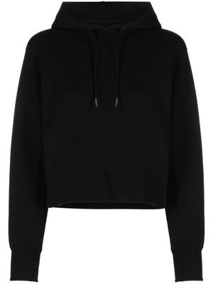 sacai drawstring-hood cropped hoodie - Black