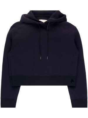 sacai drawstring-hood cropped hoodie - Blue