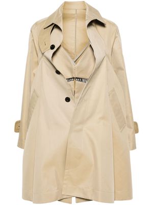 sacai dress-underlayer pleated trench coat - Neutrals