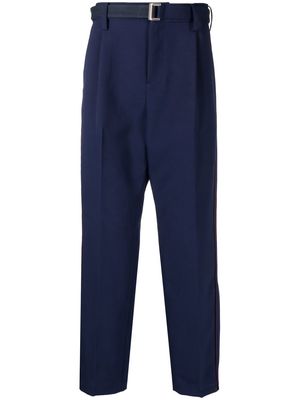 sacai drop-crotch belted trousers - Blue