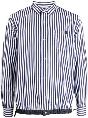sacai elasticated-hem striped shirt - Blue