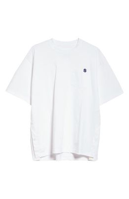Sacai Embroidered Cotton Jersey T-Shirt in White