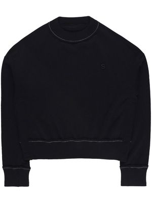 sacai embroidered-logo cashmere jumper - Black