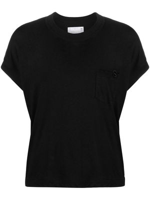 sacai embroidered logo T-shirt - Black