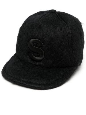 sacai embroidered-logo wool cap - Black