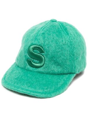 sacai embroidered-logo wool cap - Green