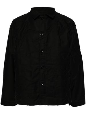 sacai embroidered shirt jacket - Black