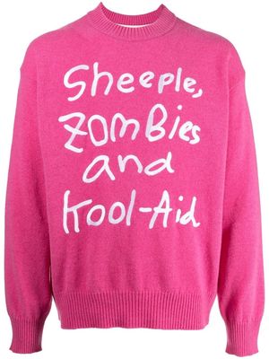 sacai embroidered-slogan jumper - Pink