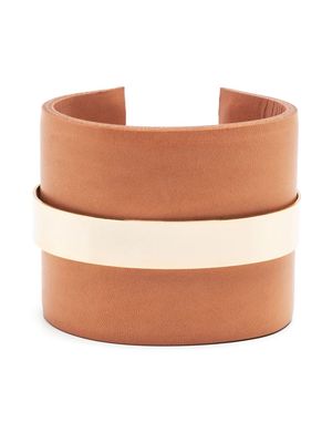 sacai engraved-logo leather bracelet - Brown