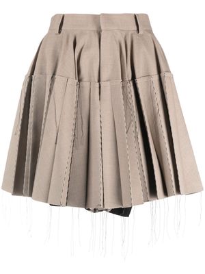 sacai exposed-seam pleated miniskirt - Neutrals